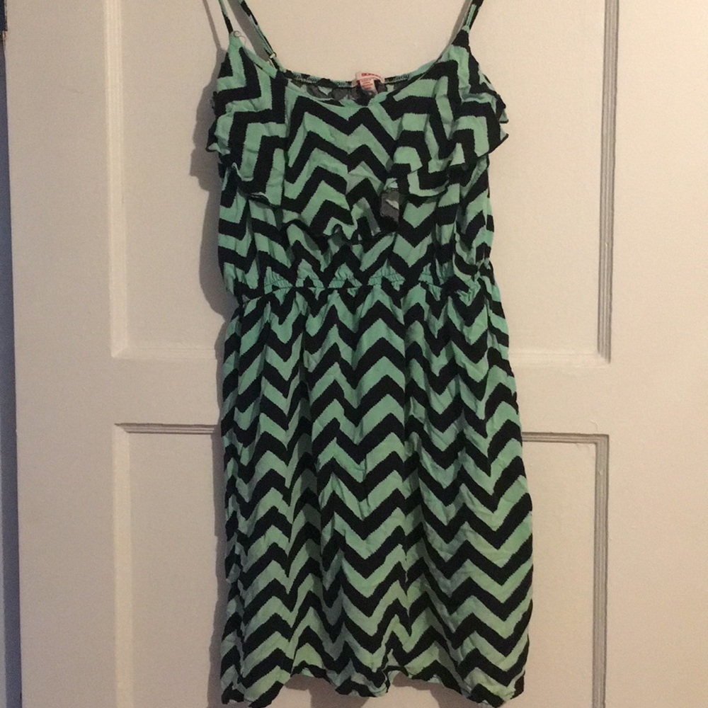 Kids teal and black striped casual dress